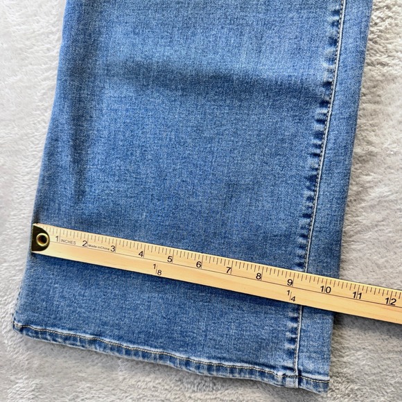 Wonderly High Rise Flare Jeans Womens 16 Blue Med Wash Side Slit Stretch Denim - Picture 11 of 14